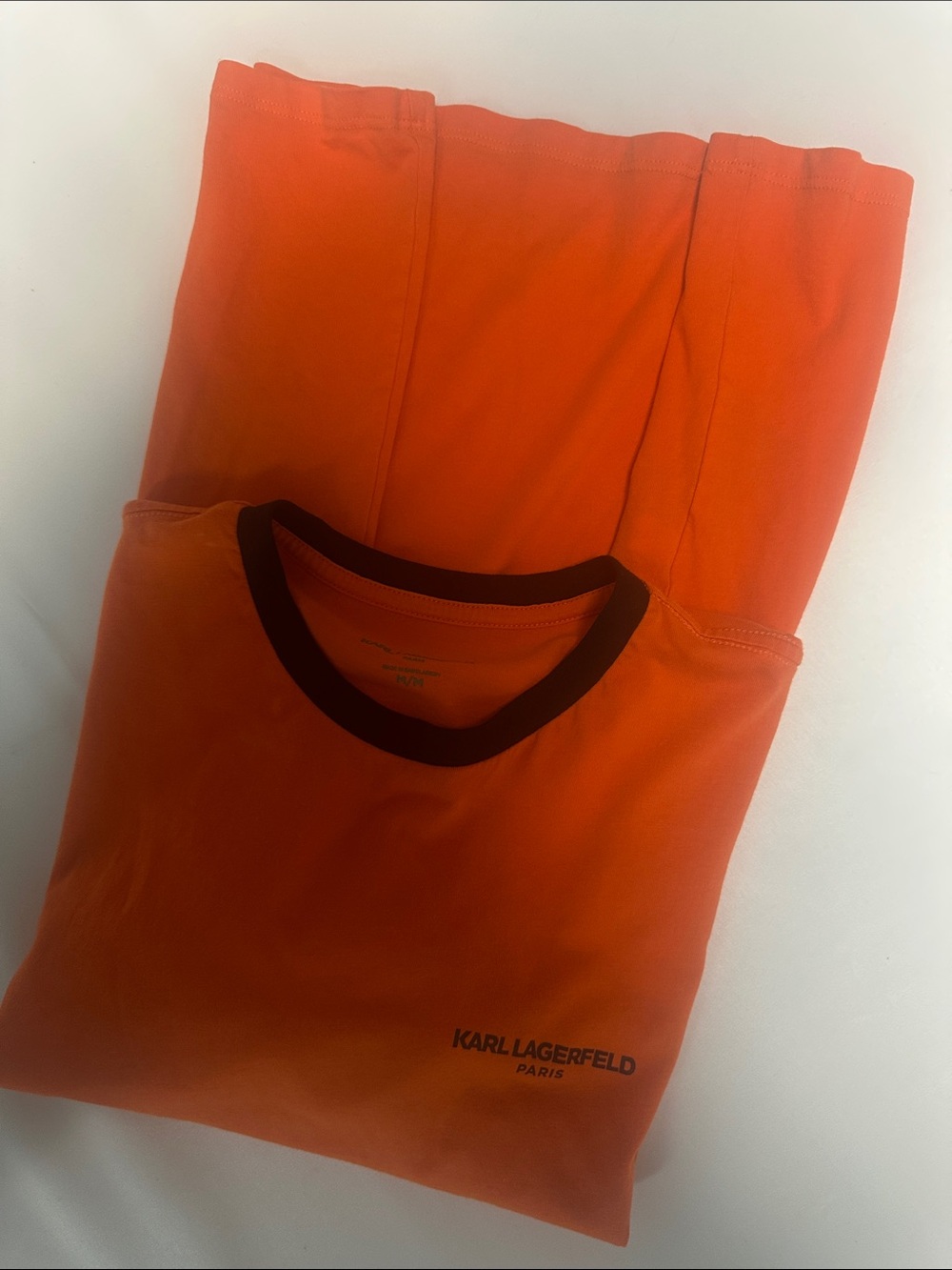 Karl Lagerfeld Orange T-Shirt with Black Trim - Picture 4 of 5